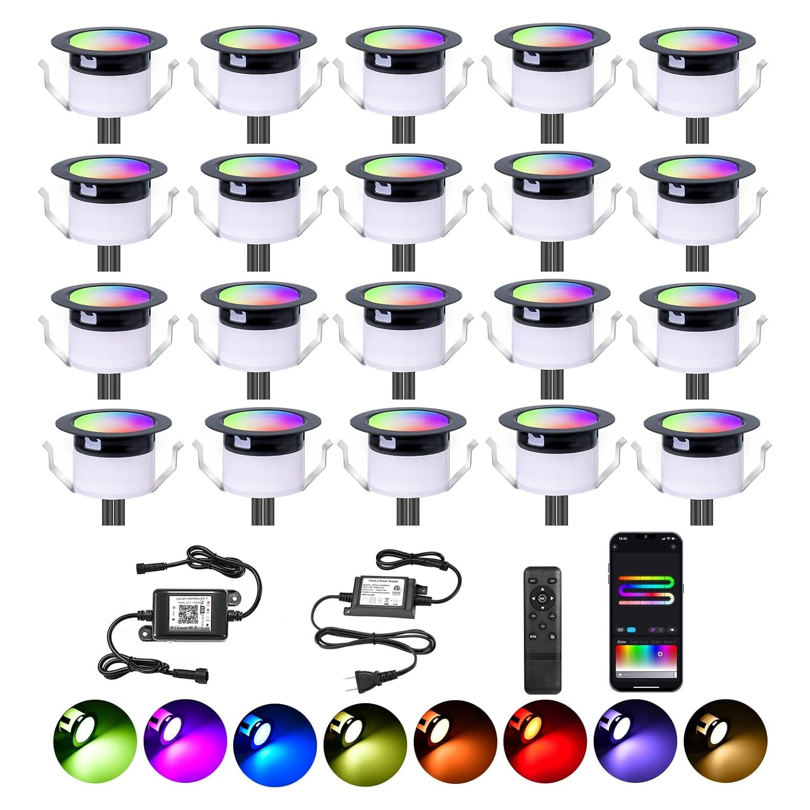 Kit de luces LED FVTLED 20 paquetes RGBW+IC IP67 para escalera