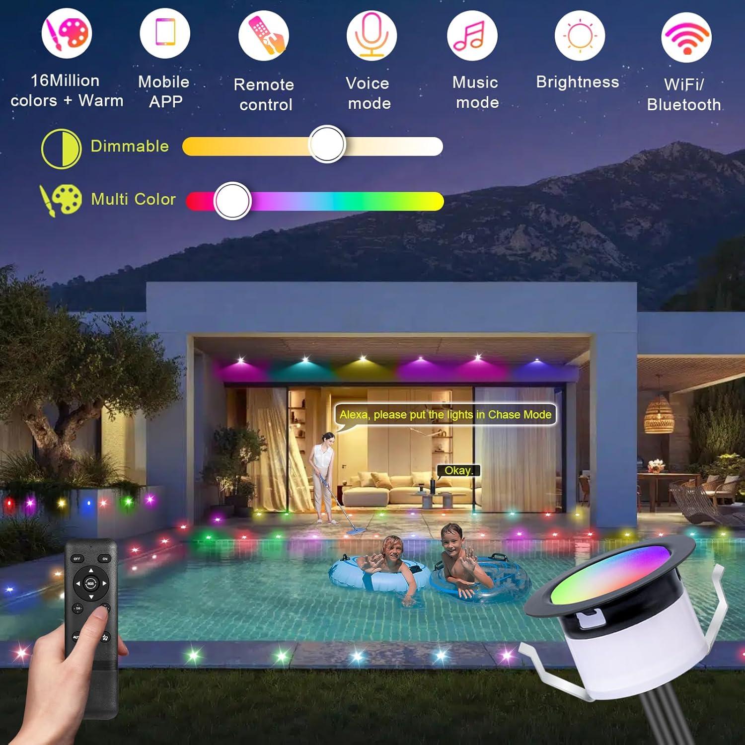 Kit de luces LED FVTLED 20 paquetes RGBW+IC IP67 para escalera