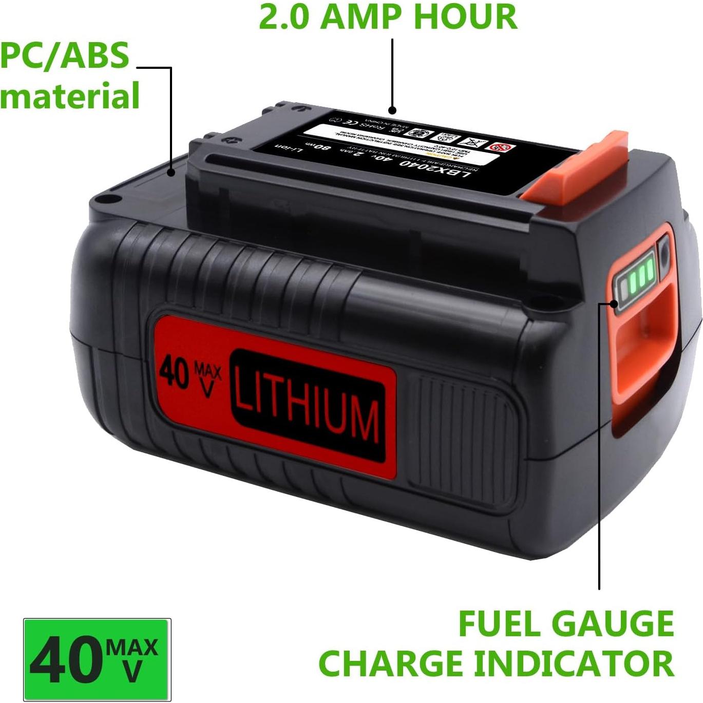 Batería de Reemplazo 40V 2000mAh Black and Decker LBX2040