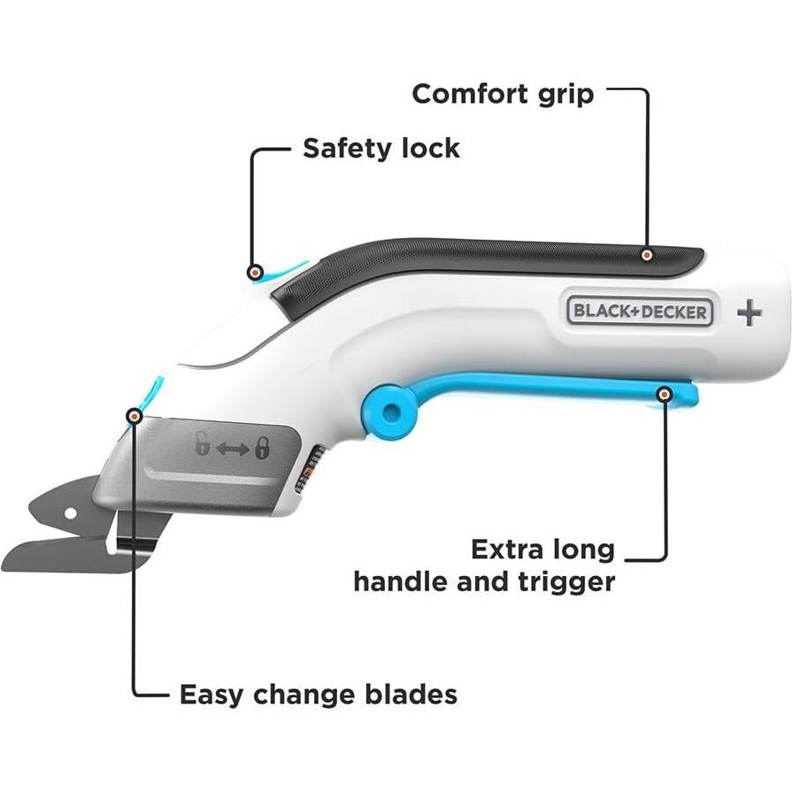 Tijeras eléctricas sin cable Black+Decker 4V Max, recargables USB