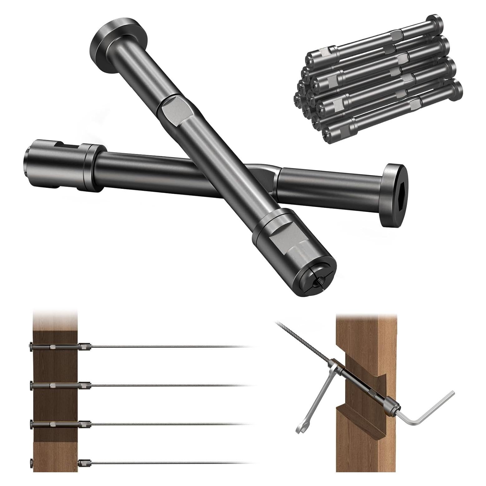 Kit de Barandilla de Cable Sin Swageless BLIKA 10 Piezas Negro