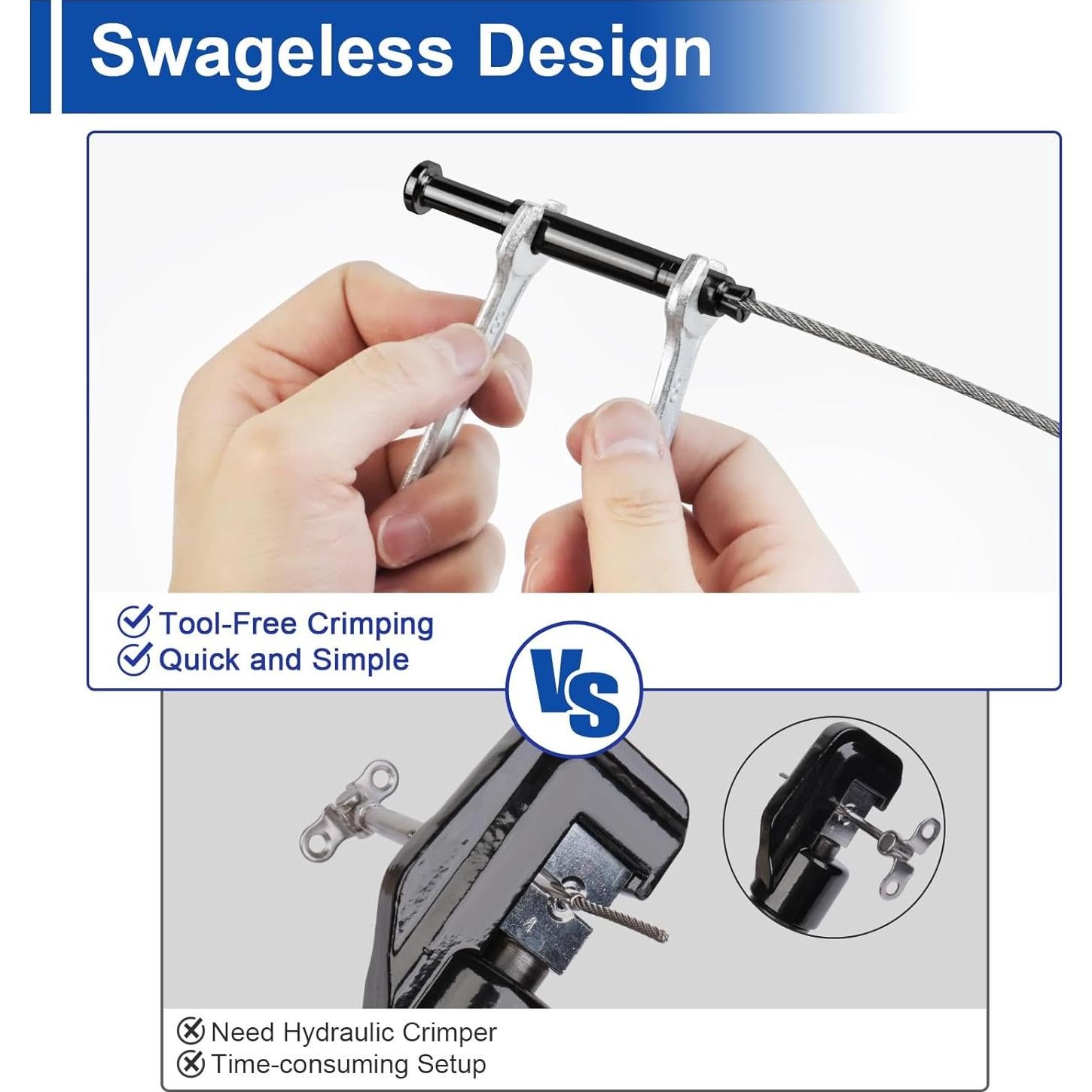 Kit de Barandilla de Cable Sin Swageless BLIKA 10 Piezas Negro