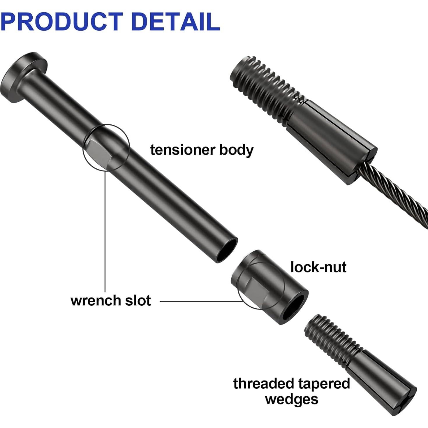 Kit de Barandilla de Cable Sin Swageless BLIKA 10 Piezas Negro