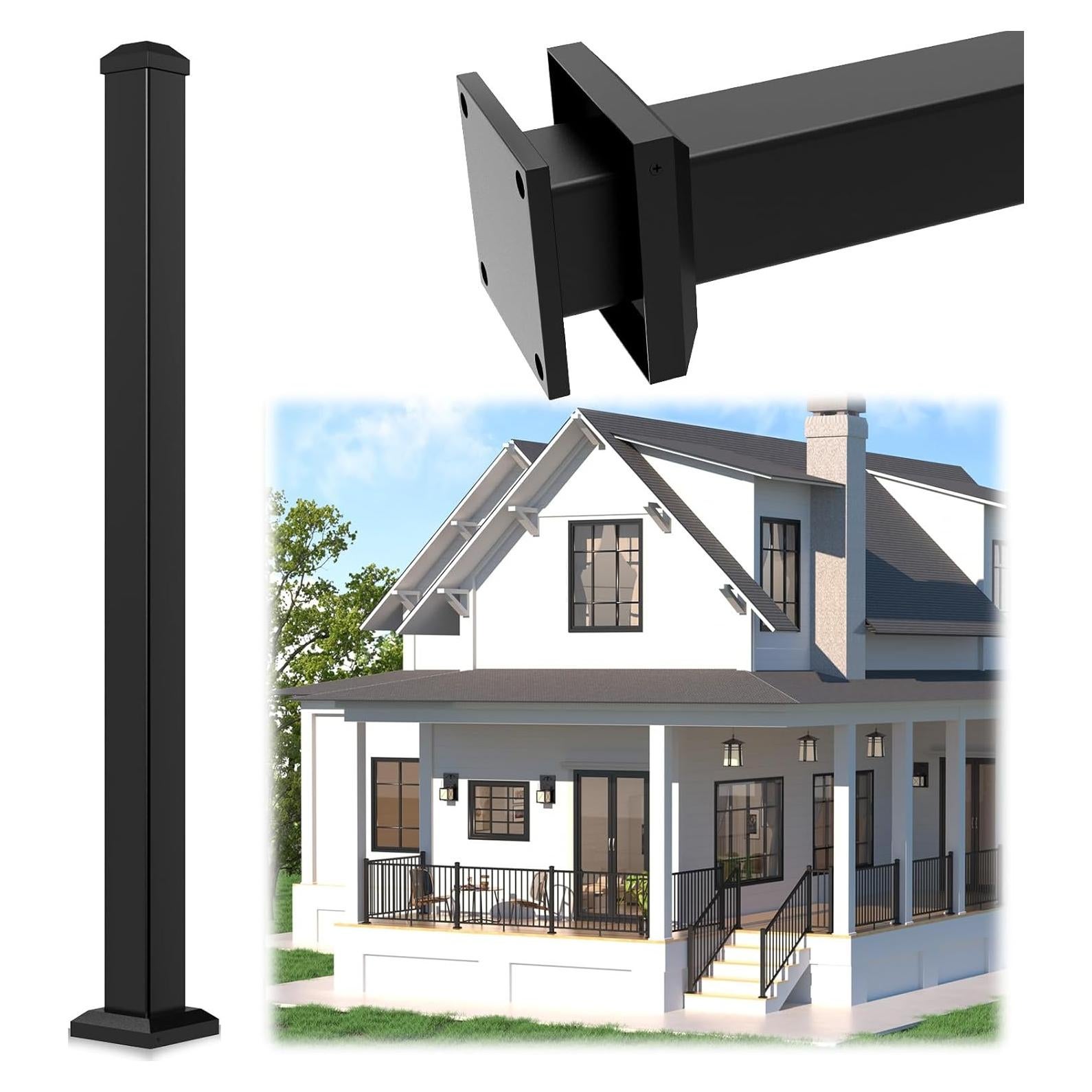 Poste de Barandilla de Aluminio Egadis 114.3cm Negro Texturizado