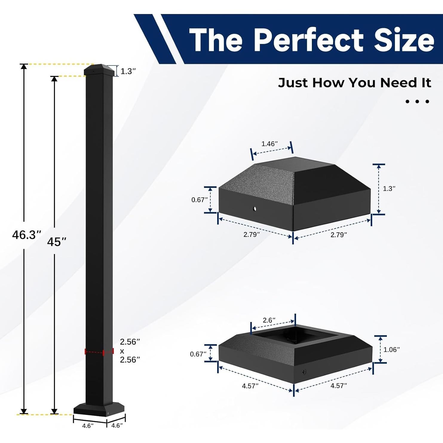 Poste de Barandilla de Aluminio Egadis 114.3cm Negro Texturizado