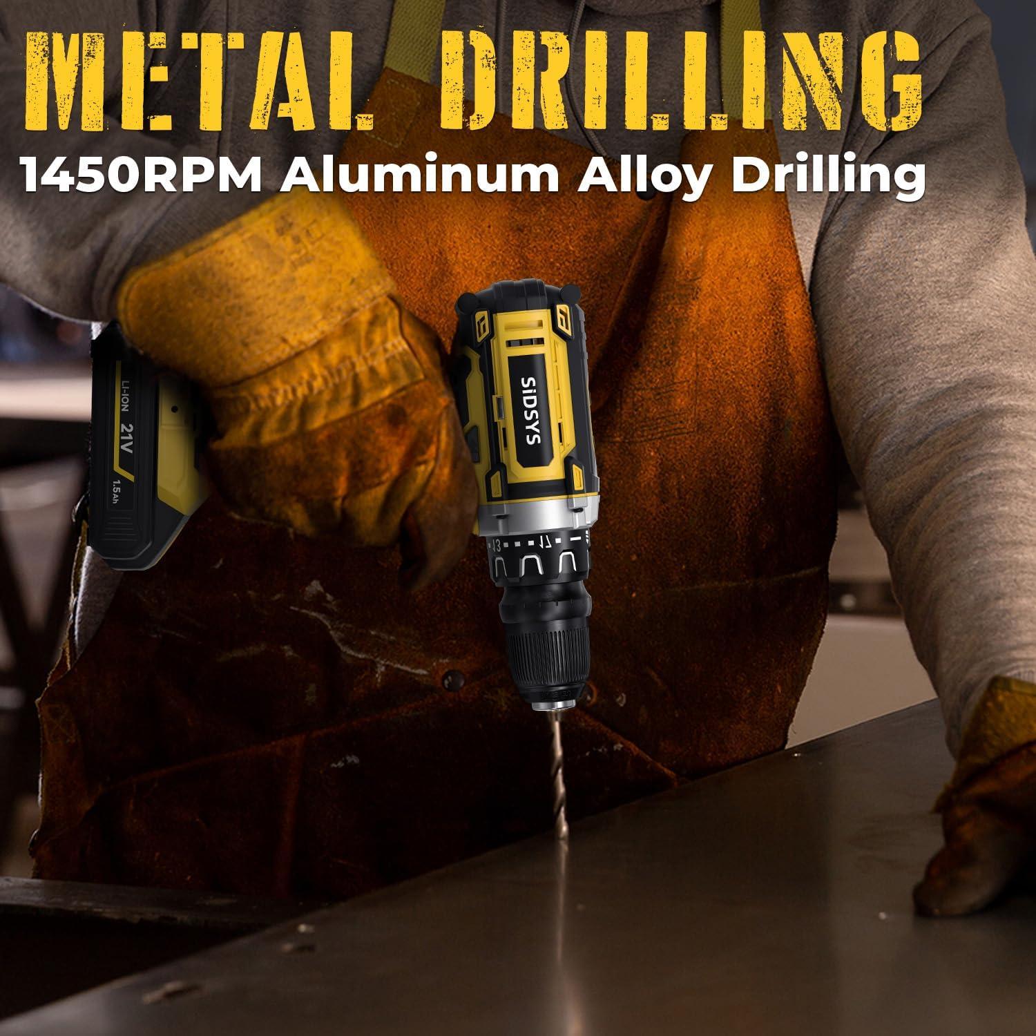 Taladro Eléctrico Inalámbrico SIDSYS 21V con Luz LED y 2 Velocidades