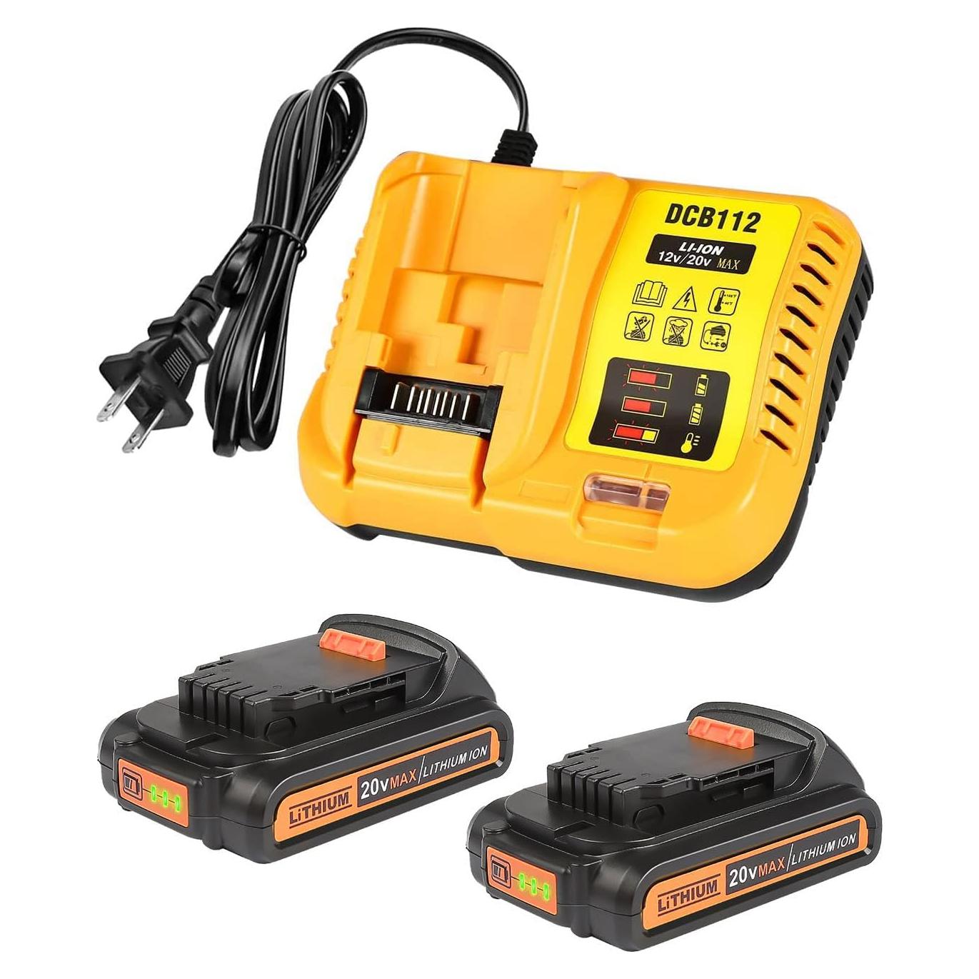 Pack 2 Baterías 20V 3.0Ah Dewalt + Cargador DCB112