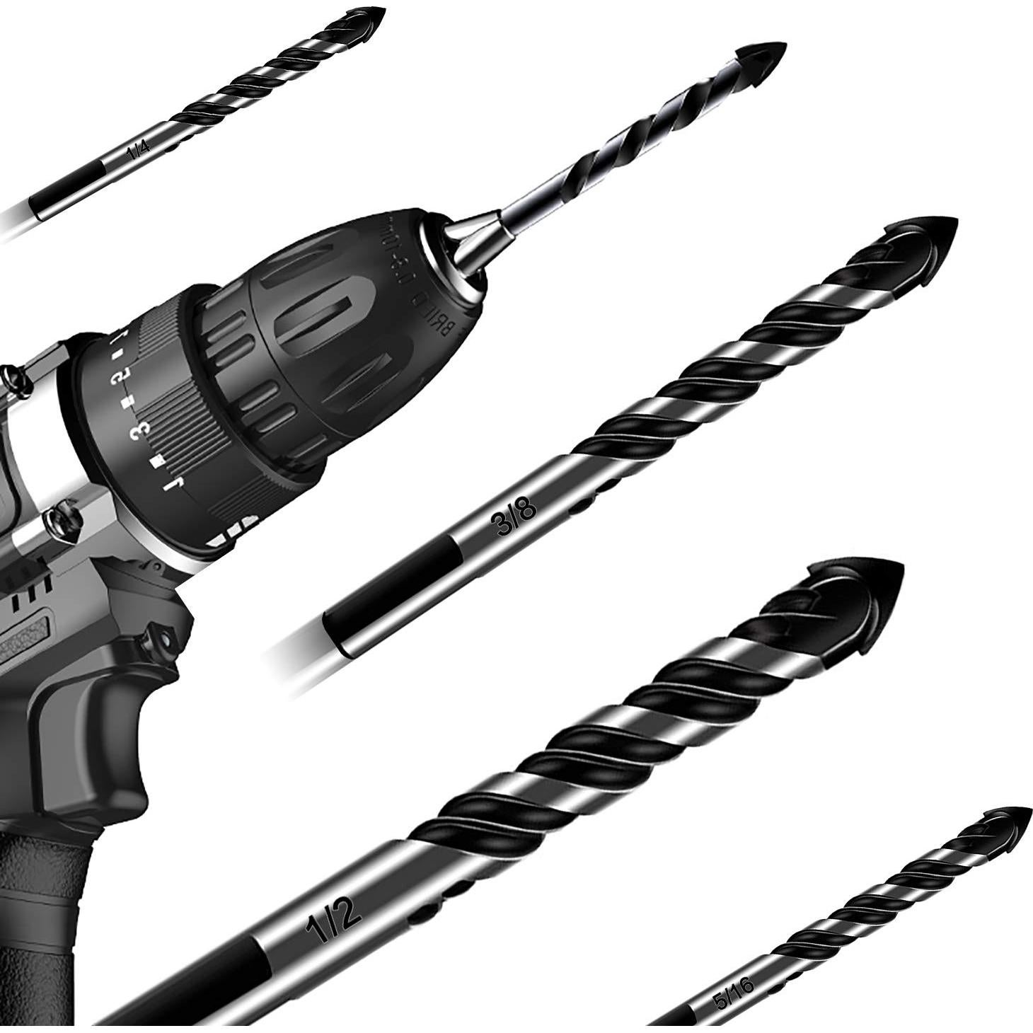 Juego de Brocas de Mampostería 10 Piezas DKIBBITH 3.2 a 12.7 mm