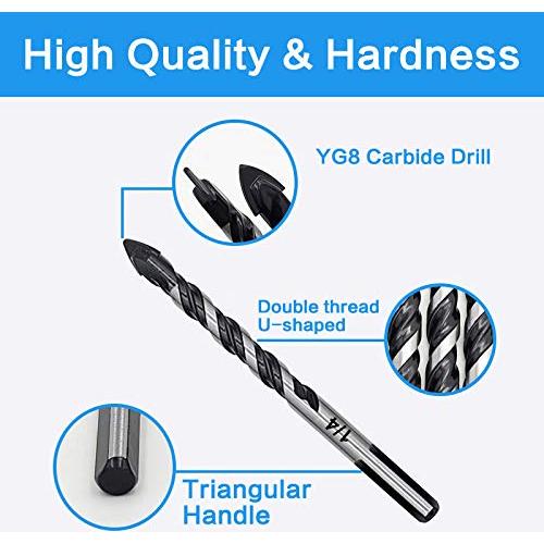 Juego de Brocas de Mampostería 10 Piezas DKIBBITH 3.2 a 12.7 mm