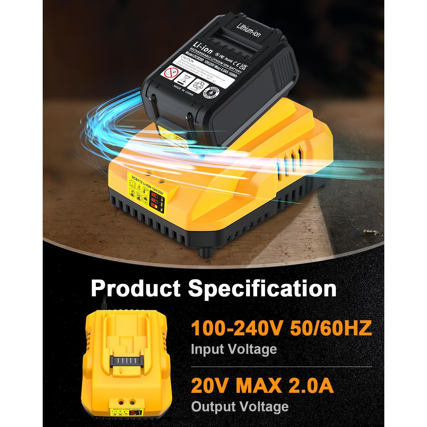 Cargador de Batería DCB112 COOMYXIN 20V MAX Amarillo