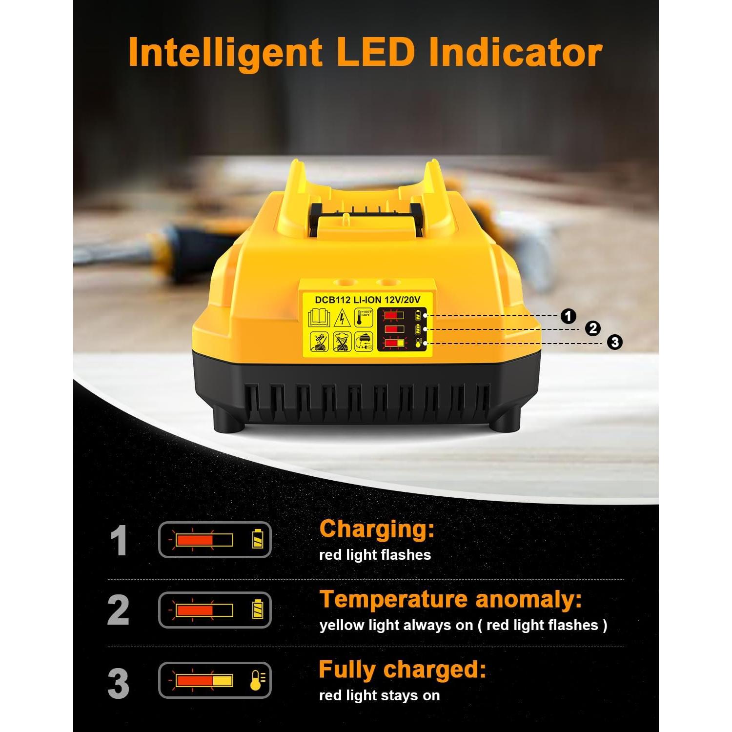 Cargador de Batería DCB112 COOMYXIN 20V MAX Amarillo