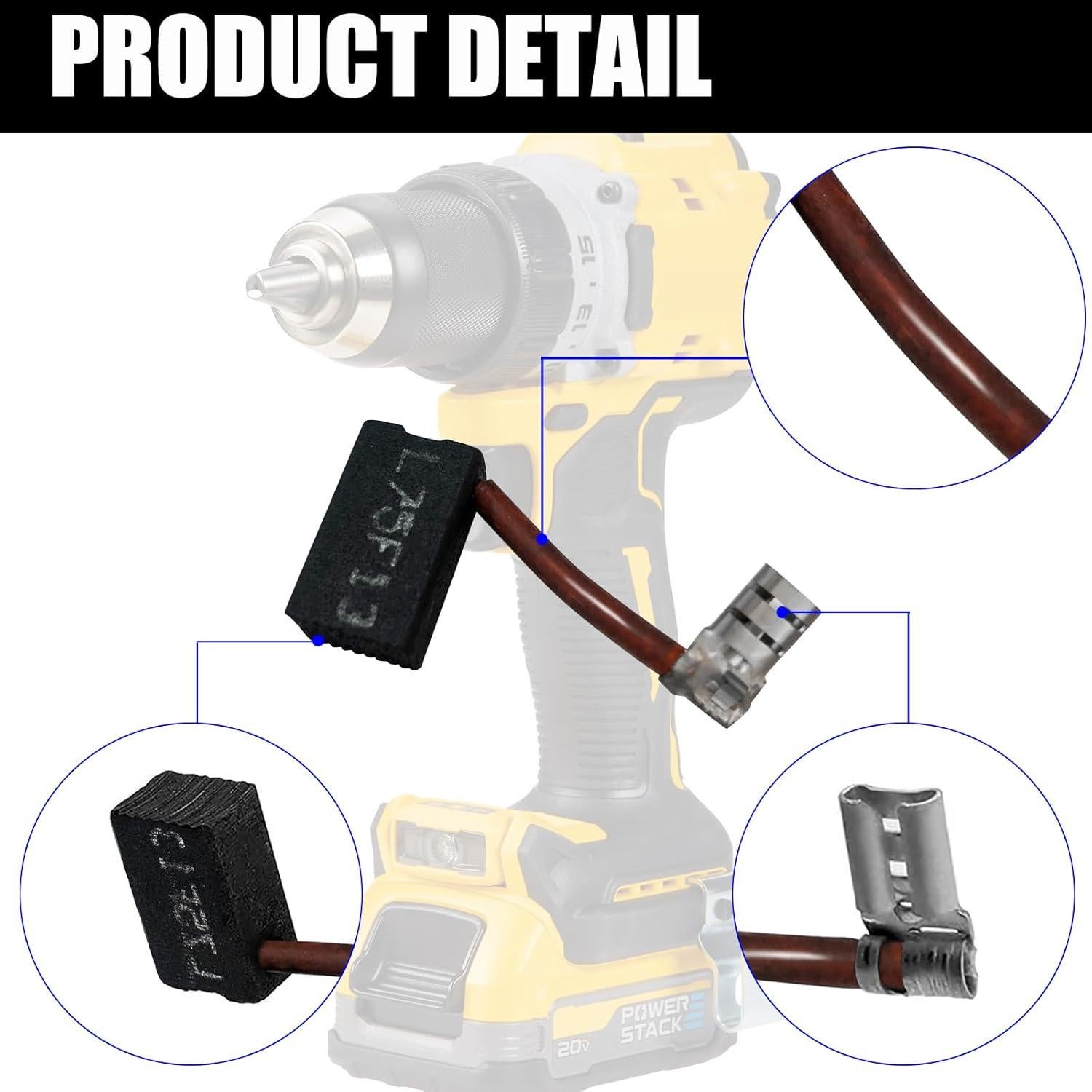 655213-02 Carbon Brush With Lead for DeWALT DW124 DW292 DW293 DW294 DW130V DW124K DW130V
