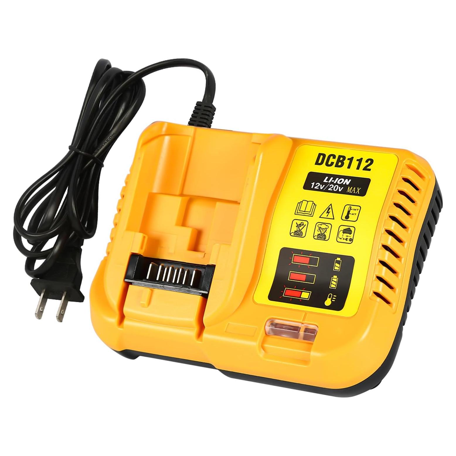 Cargador Reemplazo Dewalt 12V/20V DCB112 Amarillo