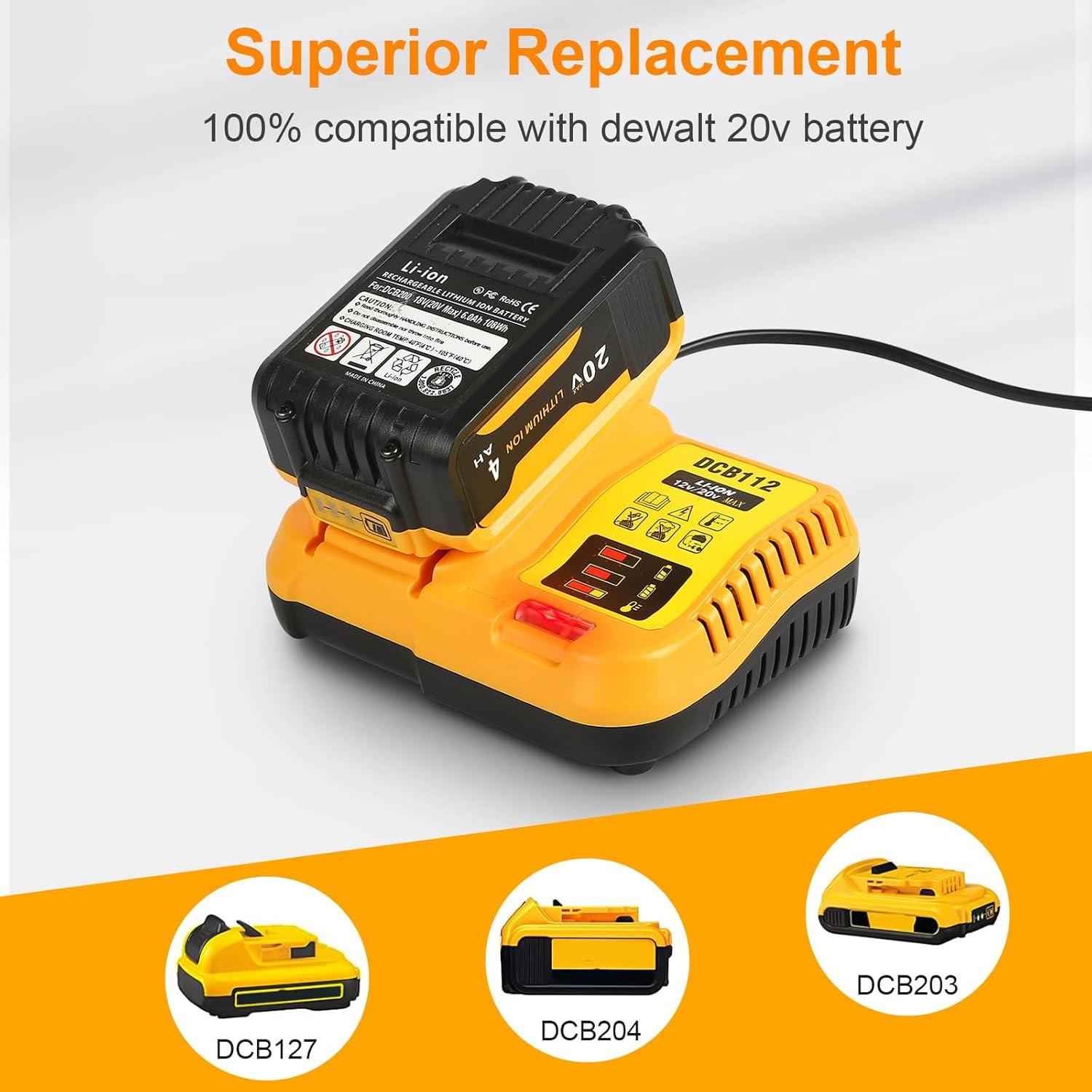 Cargador Reemplazo Dewalt 12V/20V DCB112 Amarillo