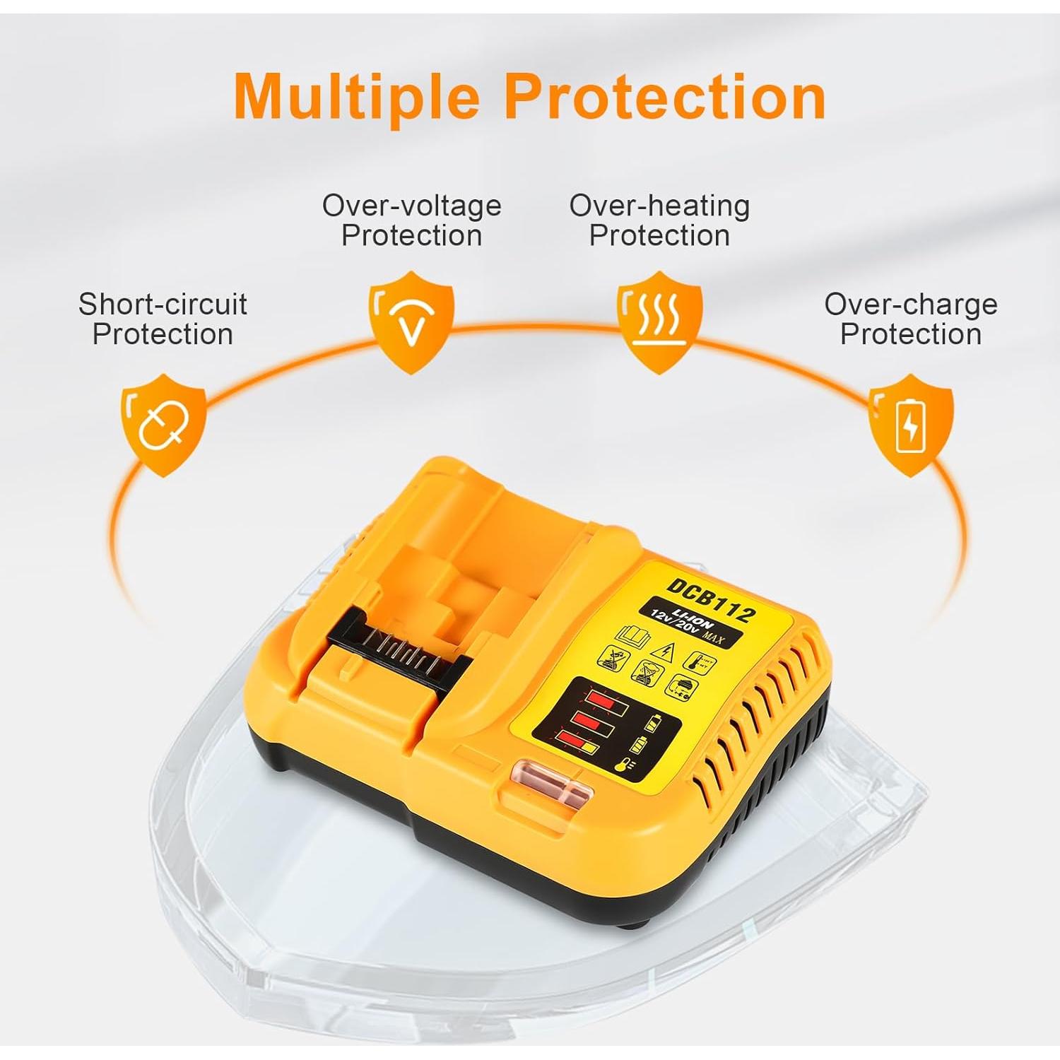 Cargador Reemplazo Dewalt 12V/20V DCB112 Amarillo