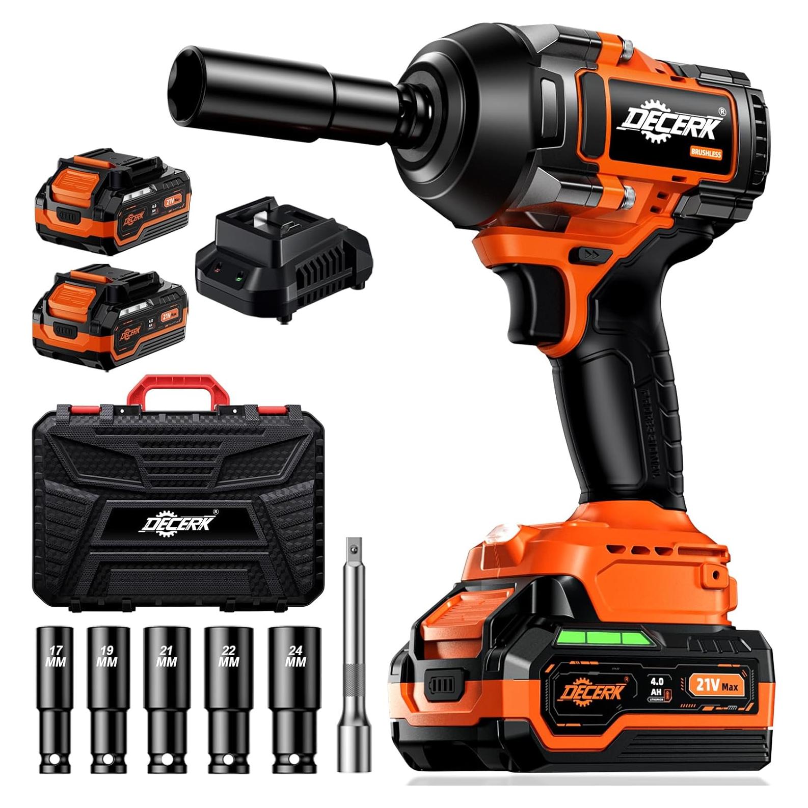 Llave de impacto inalámbrica Decerk 21V 900Nm 4.0Ah