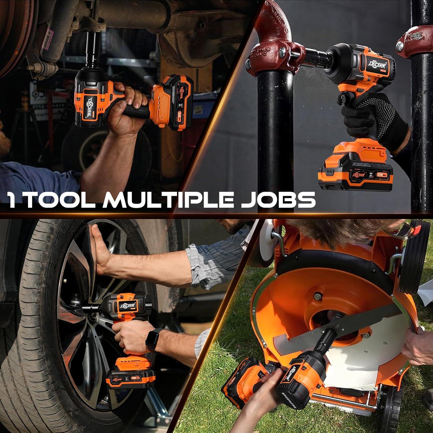 Llave de impacto inalámbrica Decerk 21V 900Nm 4.0Ah