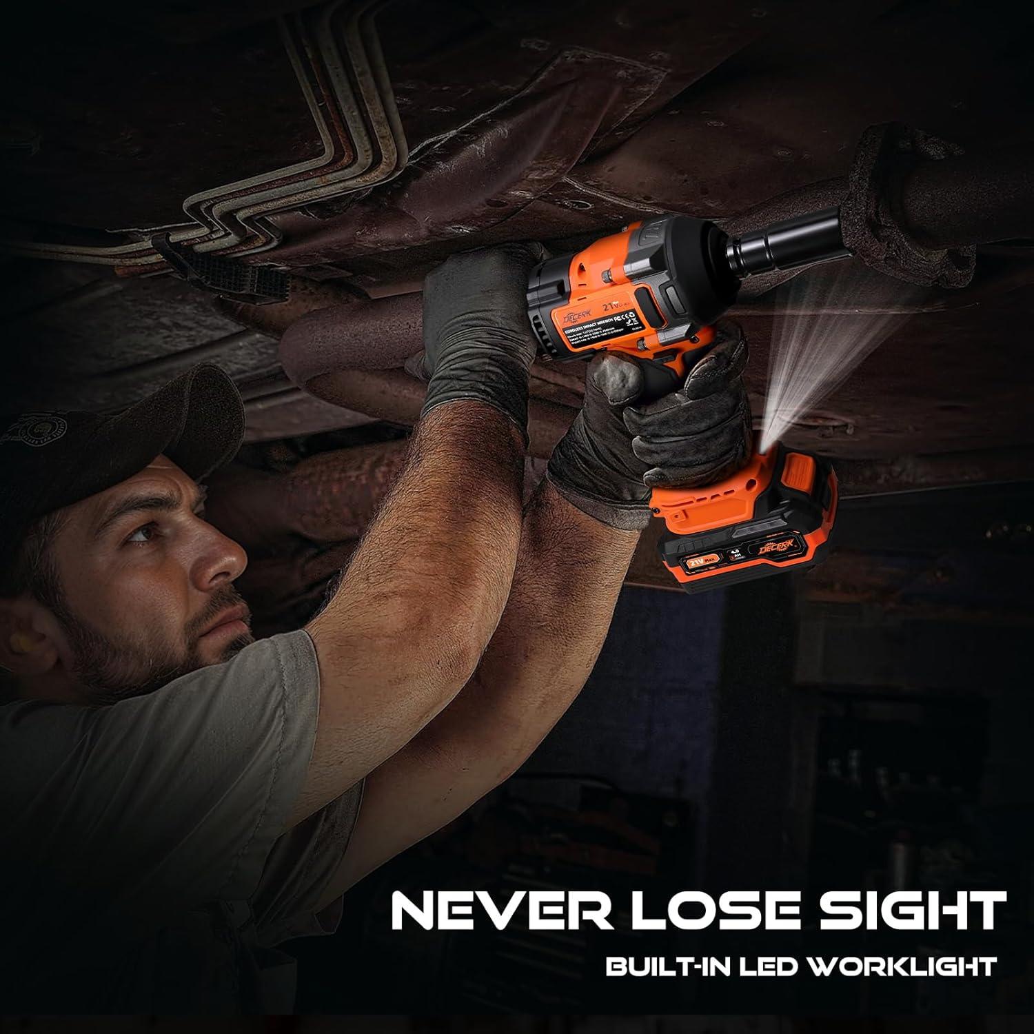 Llave de impacto inalámbrica Decerk 21V 900Nm 4.0Ah