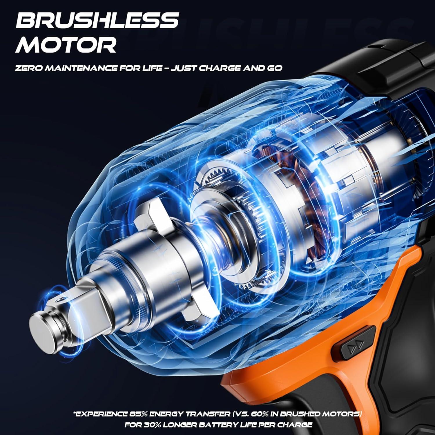 Llave de impacto inalámbrica Decerk 21V 900Nm 4.0Ah