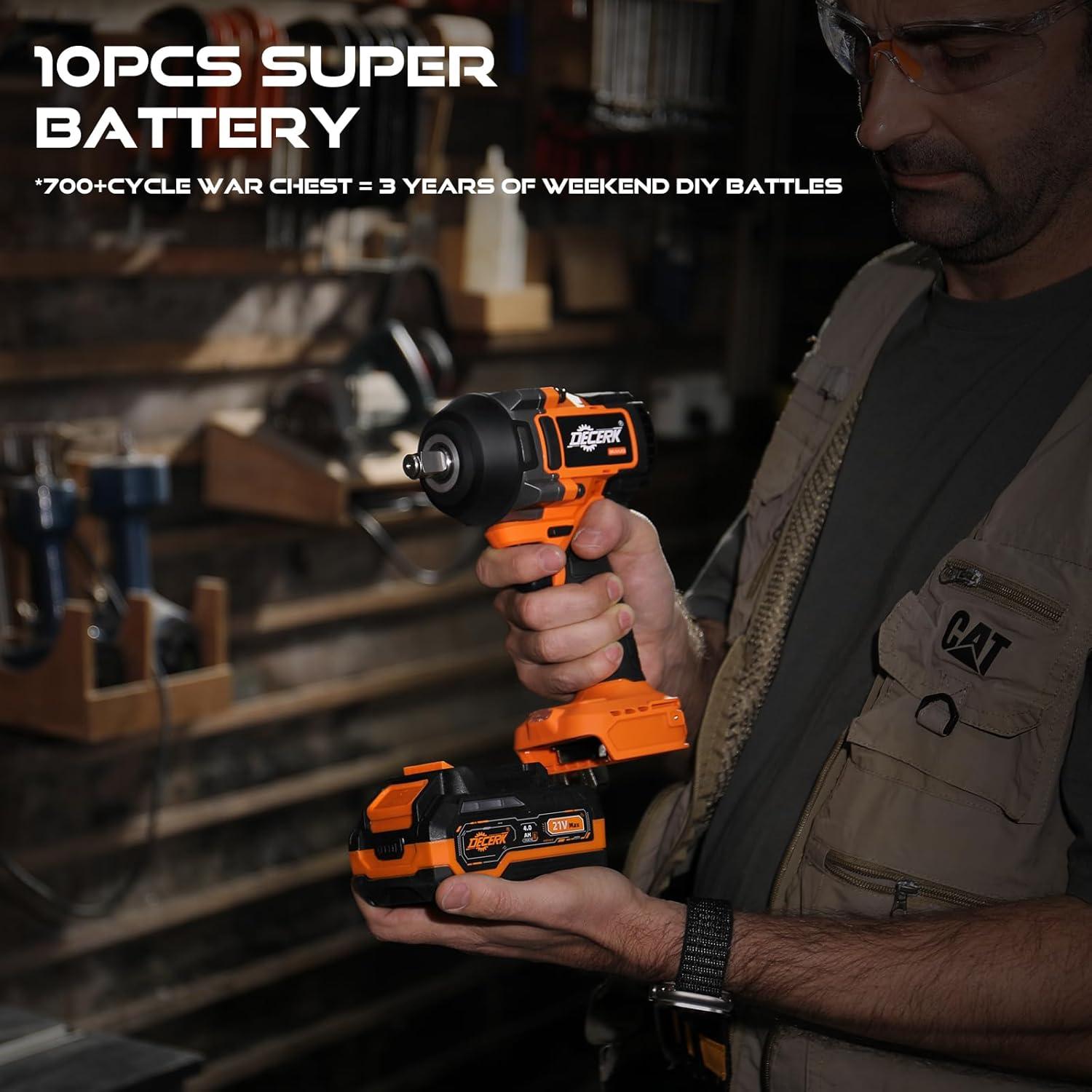 Llave de impacto inalámbrica Decerk 21V 900Nm 4.0Ah