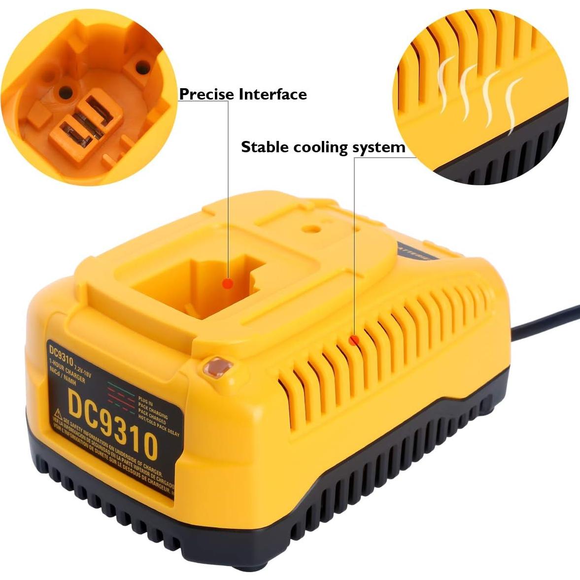 Cargador Rápido Qbmel DC9310 para Baterías DEWALT 7.2V-18V