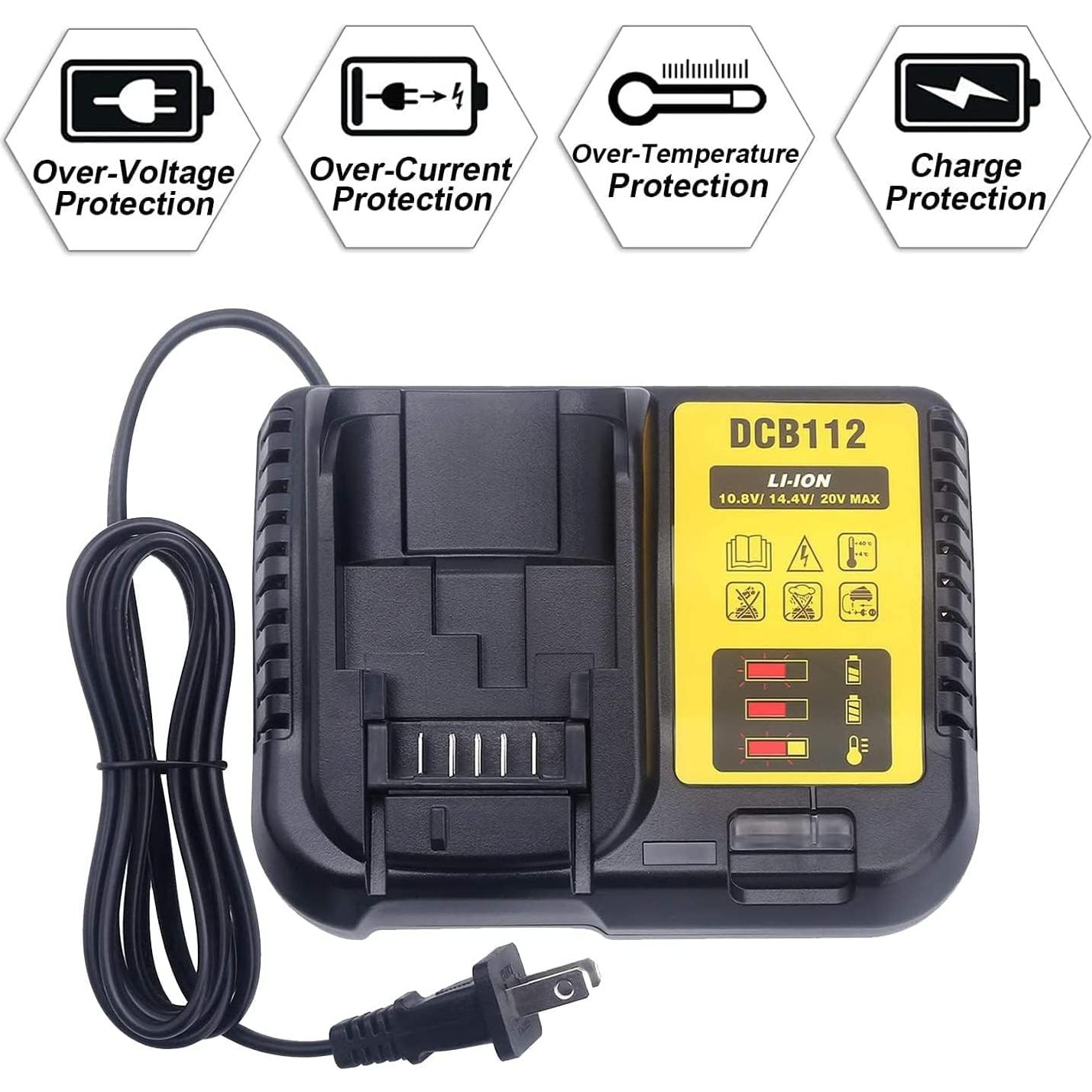 Cargador Rápido DCB112 DeWalt 12V-20V Li-ion 3A