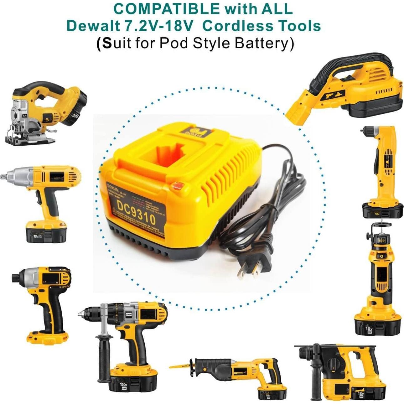 Cargador de Batería ANOITD 18V Dewalt DC9310 NiCad NiMh
