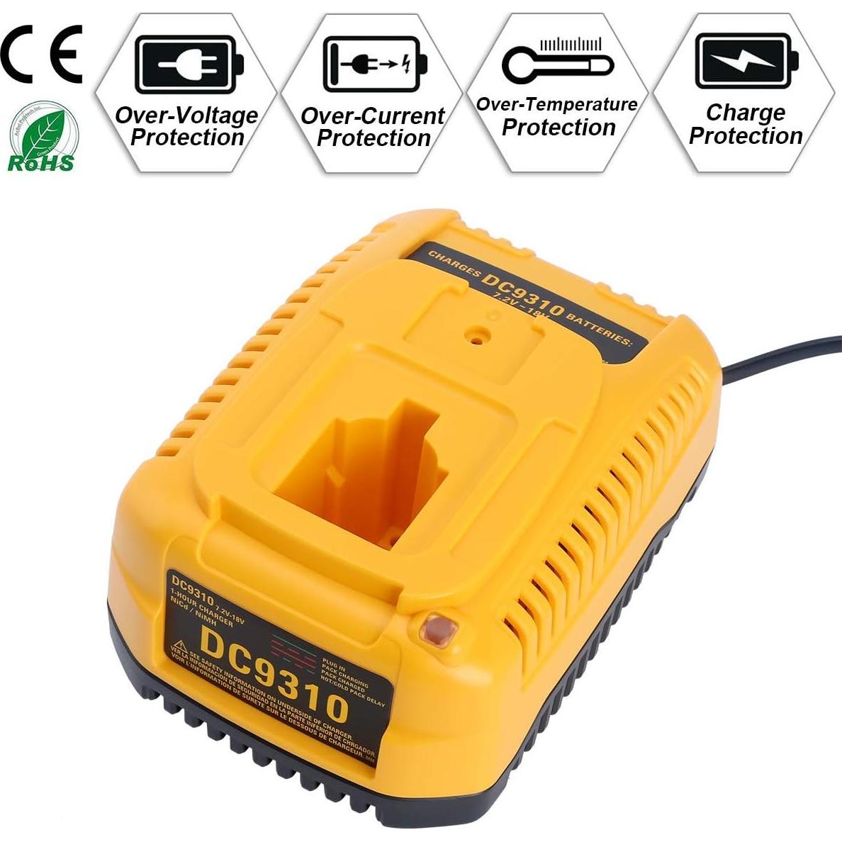 Cargador Rápido Lasica DC9310 para Baterías DeWalt 7.2V-18V