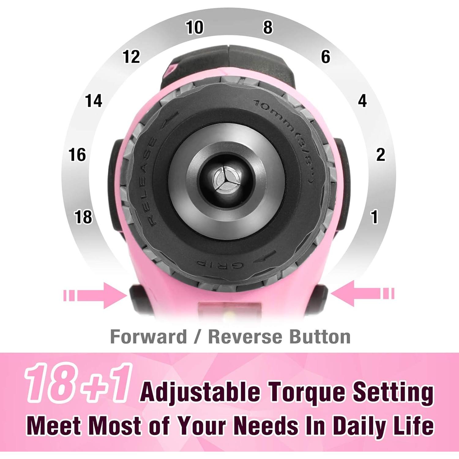 Taladro Inalámbrico WORKPRO 20V Rosa con Batería 2.0Ah