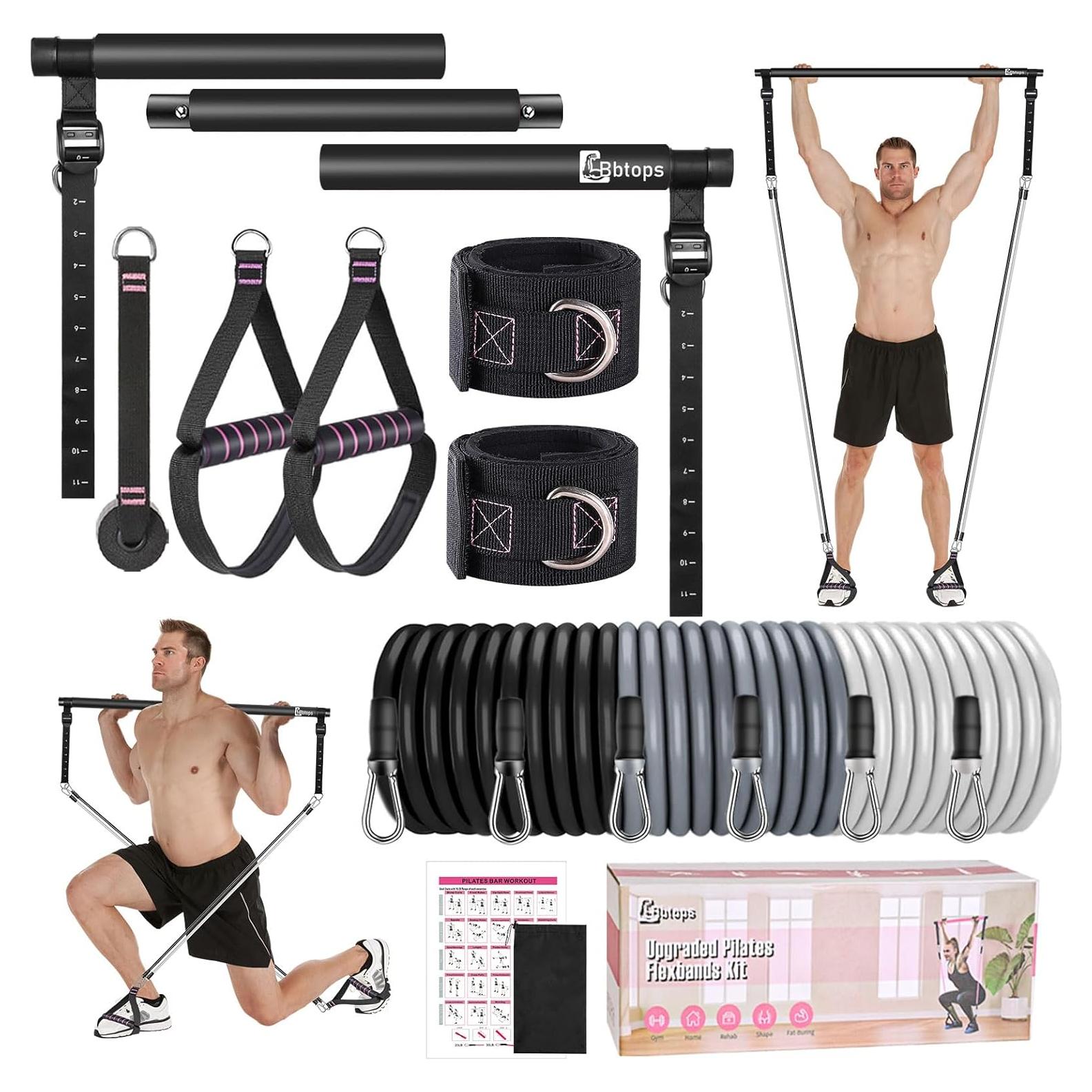 Kit de barra de pilates Bbtops con bandas de resistencia 6 en 1
