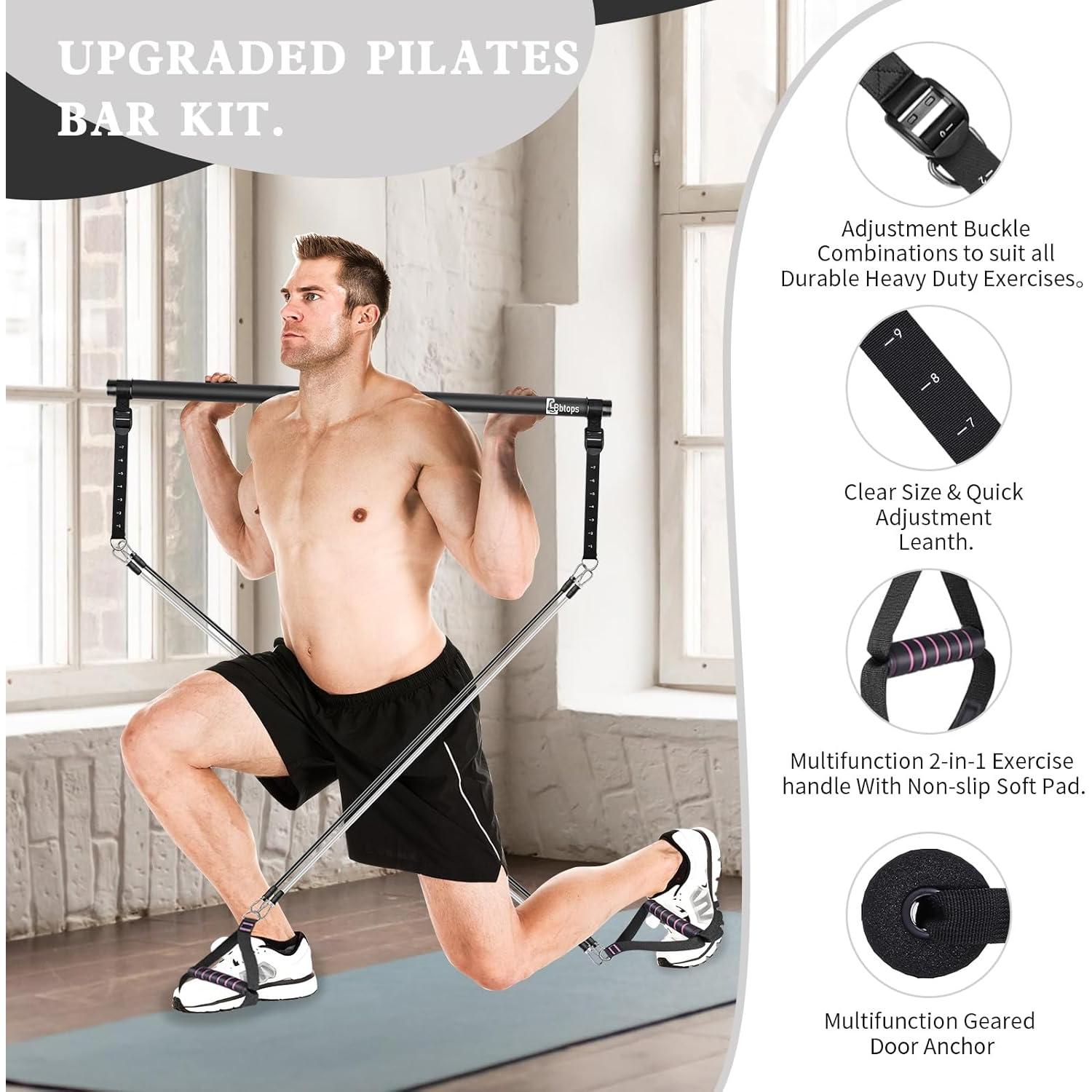 Kit de barra de pilates Bbtops con bandas de resistencia 6 en 1