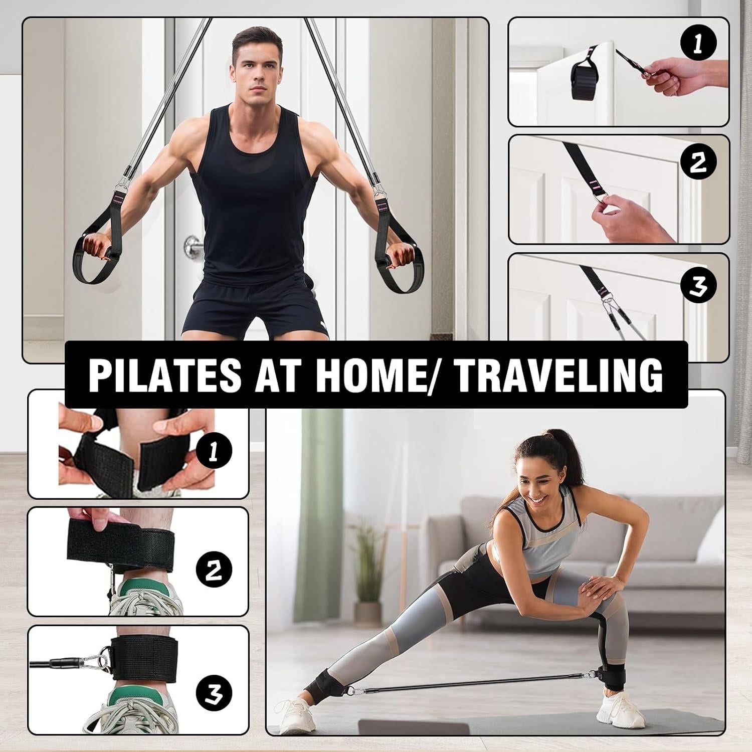 Kit de barra de pilates Bbtops con bandas de resistencia 6 en 1