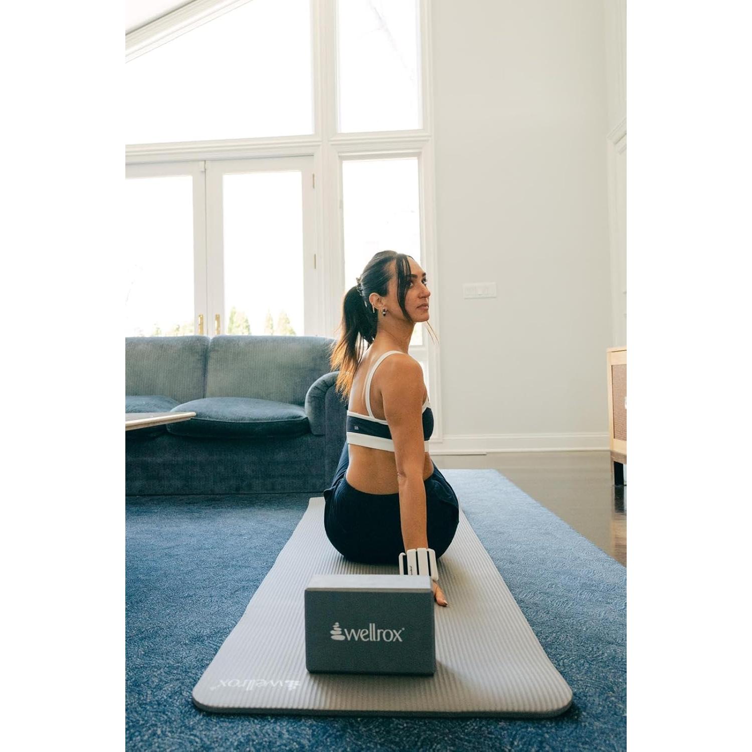 Bloque de Yoga Antideslizante Wellrox EVA 10.16x15.24x22.86cm Gris