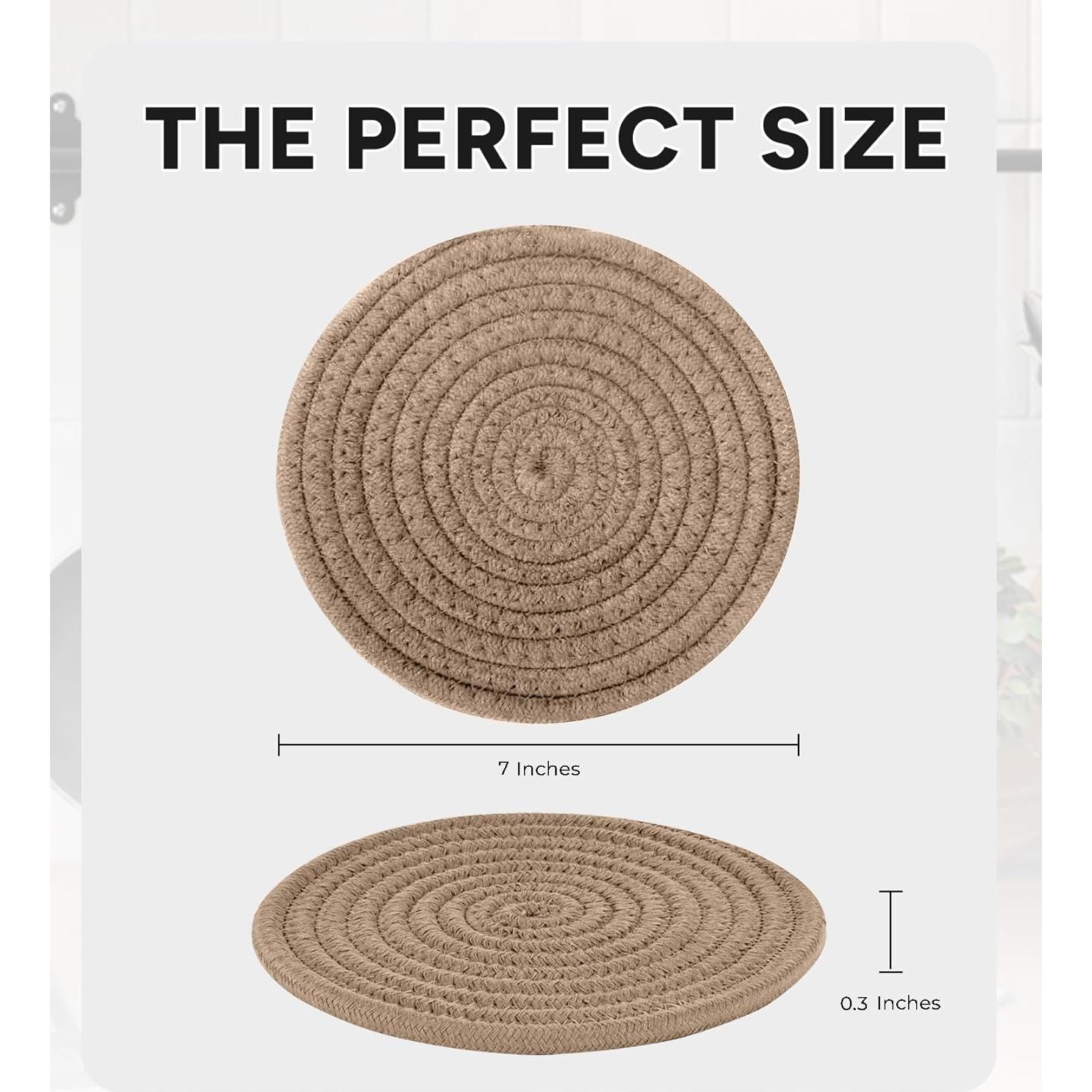 Set de 3 Trivetes Redondos Avalon Kitchen de Algodón Marrón