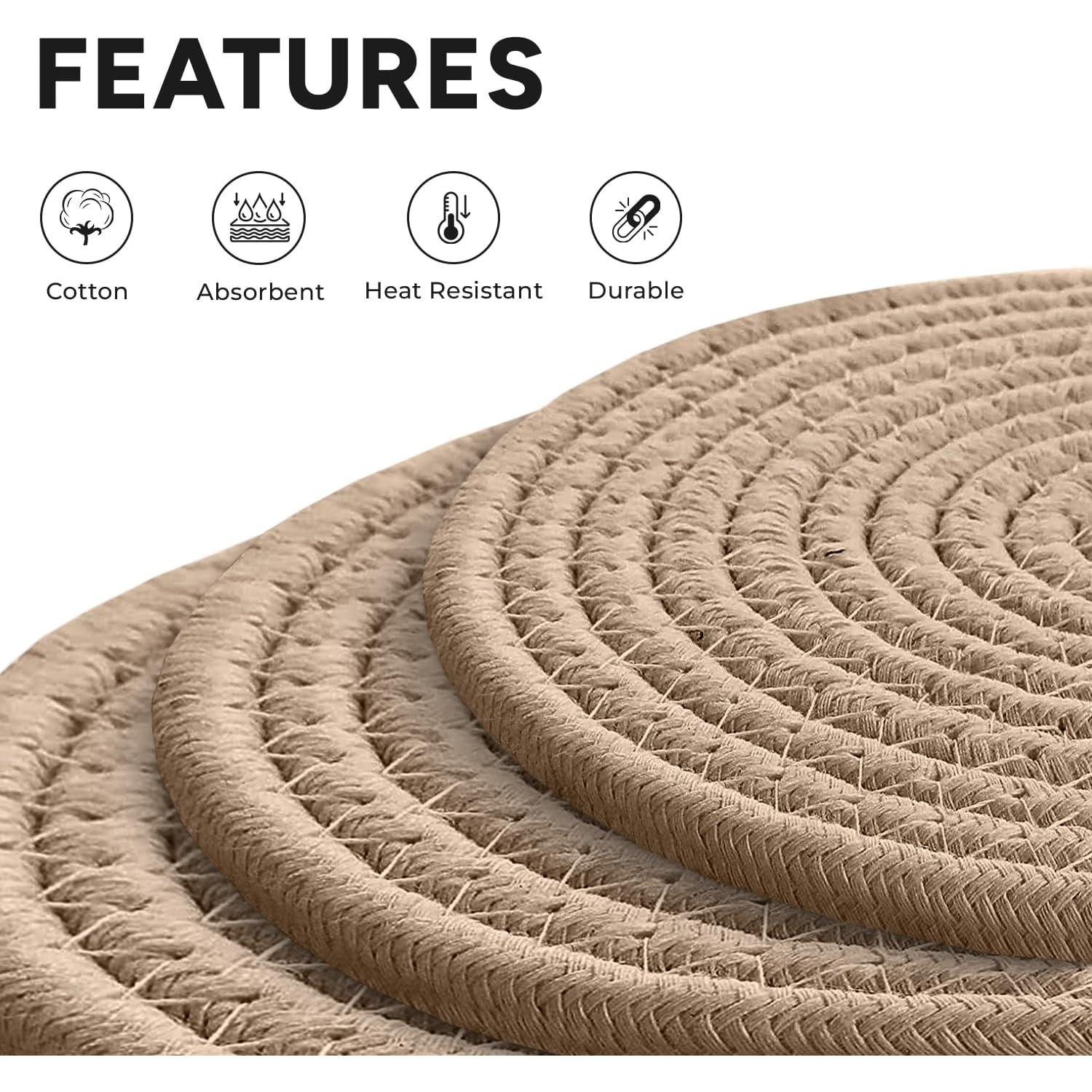 Set de 3 Trivetes Redondos Avalon Kitchen de Algodón Marrón