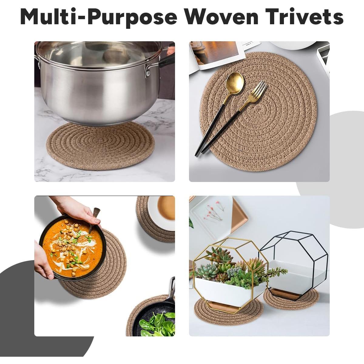 Set de 3 Trivetes Redondos Avalon Kitchen de Algodón Marrón