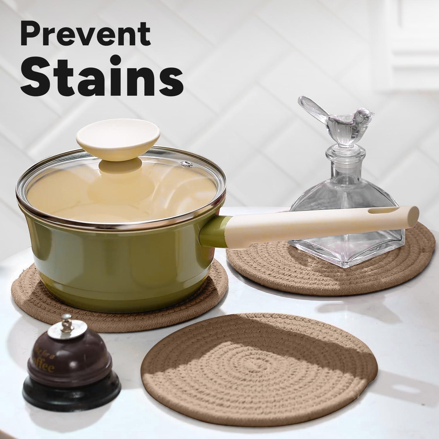 Set de 3 Trivetes Redondos Avalon Kitchen de Algodón Marrón