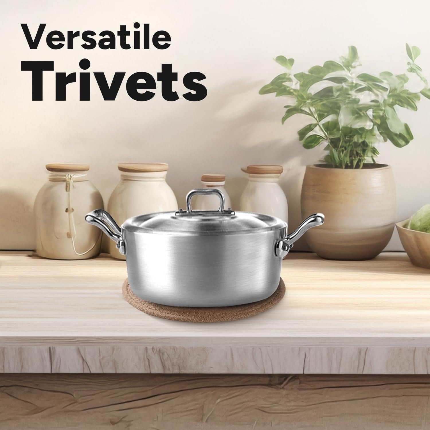 Set de 3 Trivetes Redondos Avalon Kitchen de Algodón Marrón