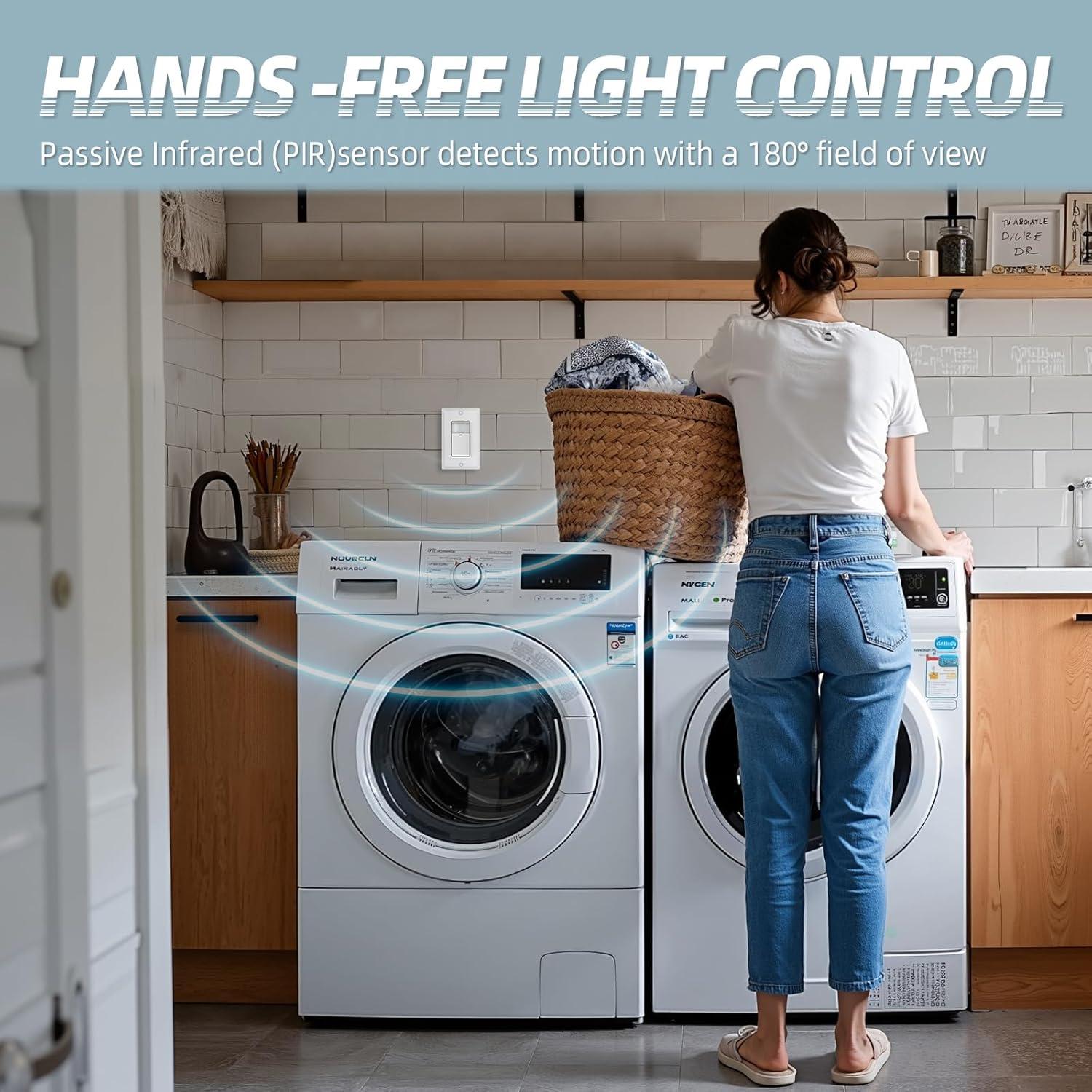 Interruptor de Luz con Sensor de Movimiento ECOELER, Blanco, 11.5x4cm