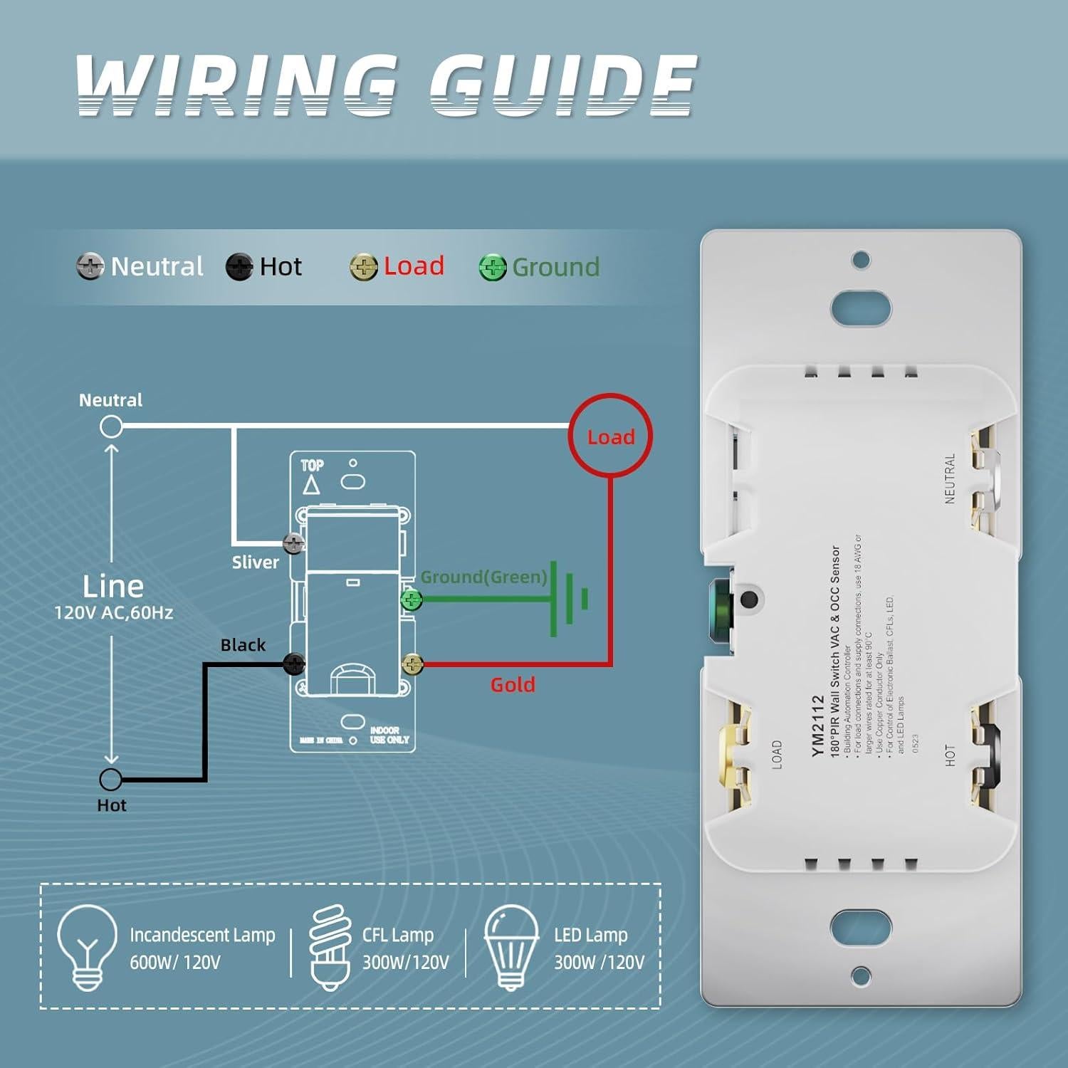 Interruptor de Luz con Sensor de Movimiento ECOELER, Blanco, 11.5x4cm