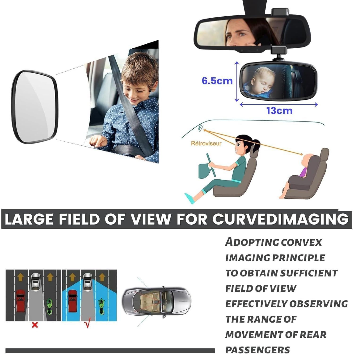 Espejo de Coche para Bebés KERHAND HSJ 360° Ajustable