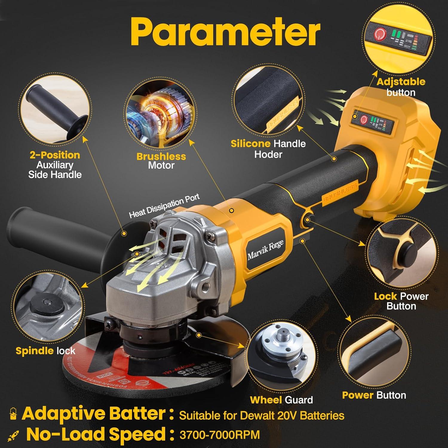 Amoladora Angular Inalámbrica Marvik Forge G2 20V 4.5"