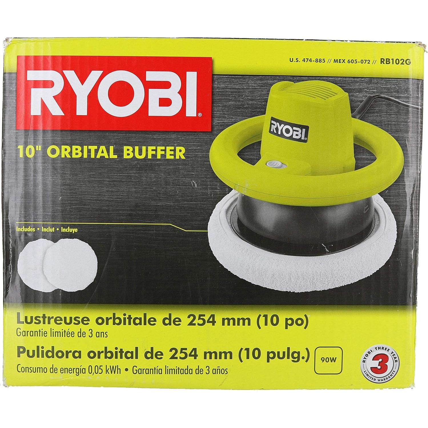 Pulidor Orbital Ryobi RB102G 0.75A 3200 OPM con 2 Almohadillas