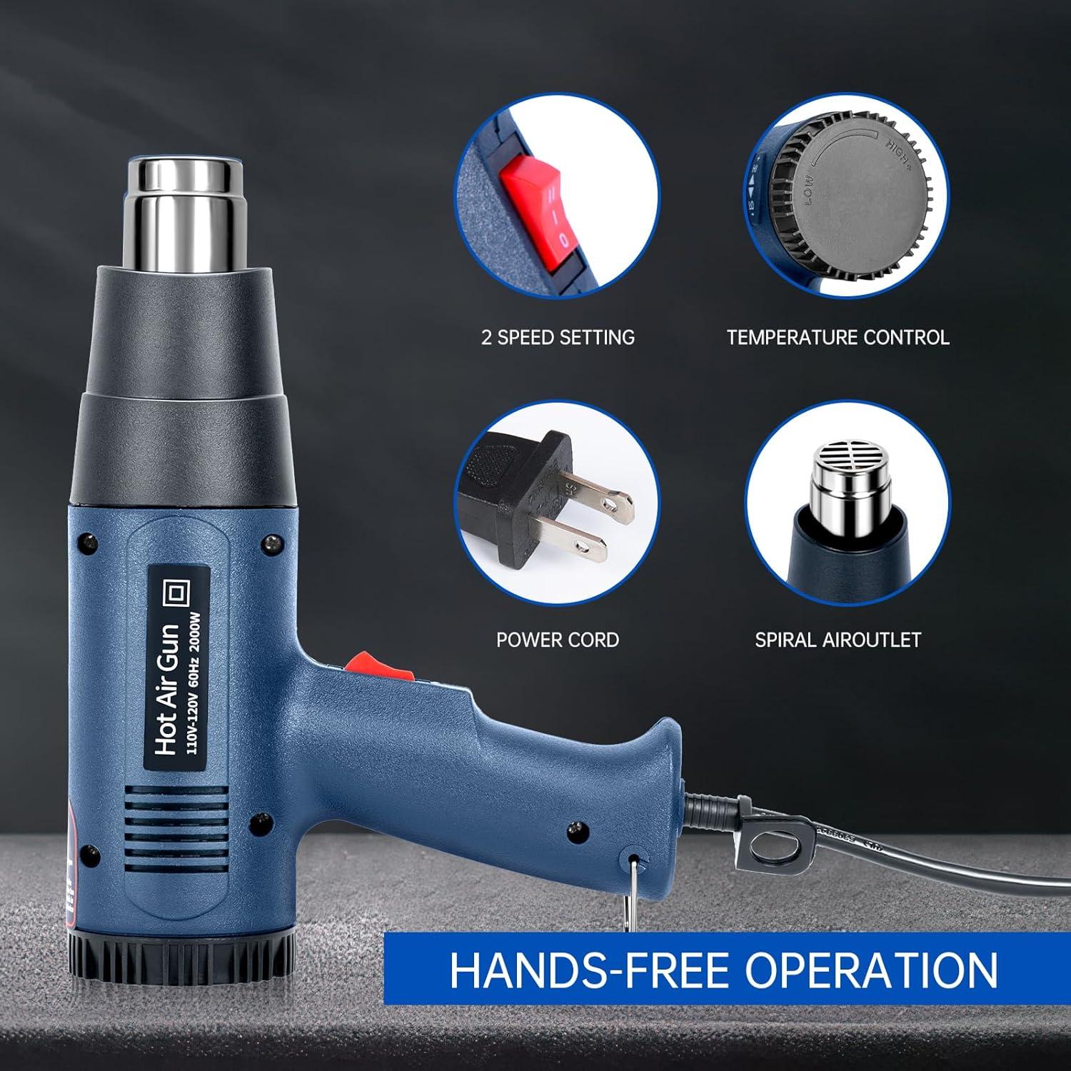 Pistola de Calor 1800W R-PACK Digital 50-650°C 4 Boquillas