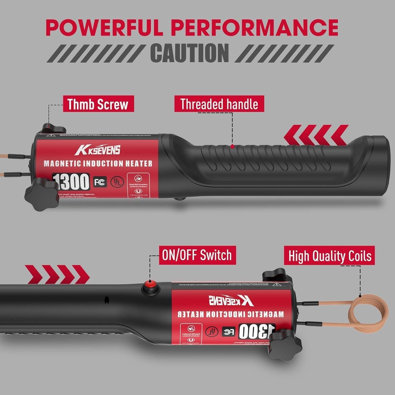 Calentador de Inducción KKSEVENS 1300W Rojo con 10 Bobinas