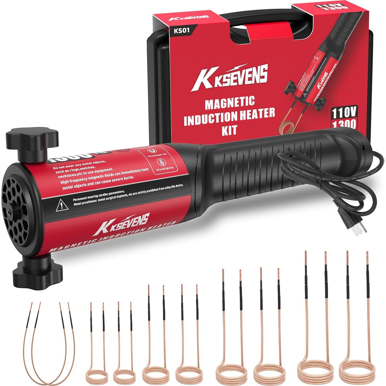 Calentador de Inducción KKSEVENS 1300W Rojo con 10 Bobinas