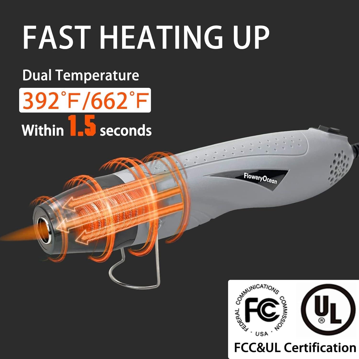 Pistola de Calor 350W FloweryOcean 2 Temperaturas 2m Cable