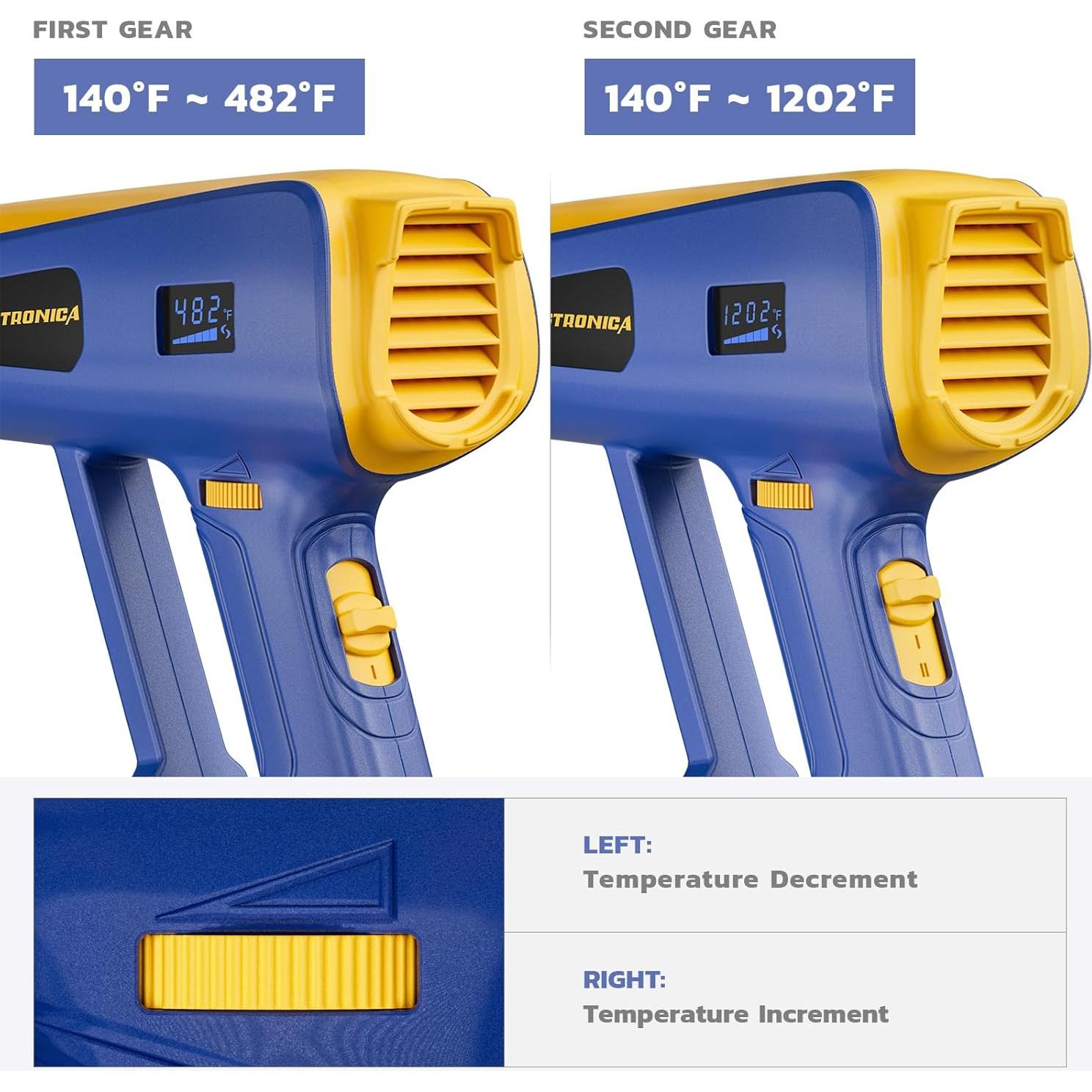Pistola de Calor Digital 2000W haisstronica - 60-650°C con 5 Boquillas