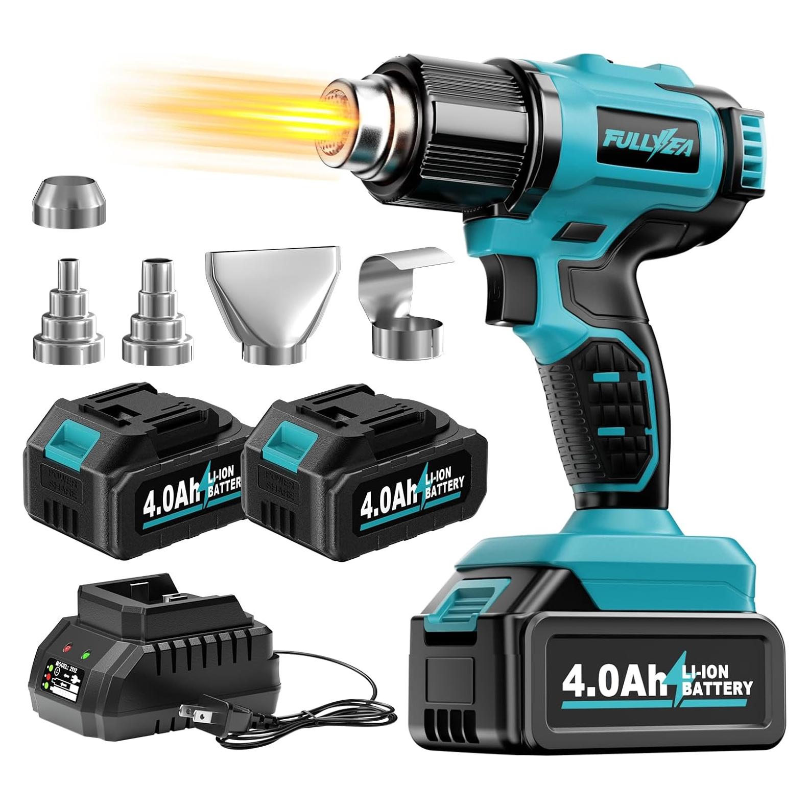 Pistola de Calor Inalámbrica FULLYEA 550°C con 5 Boquillas