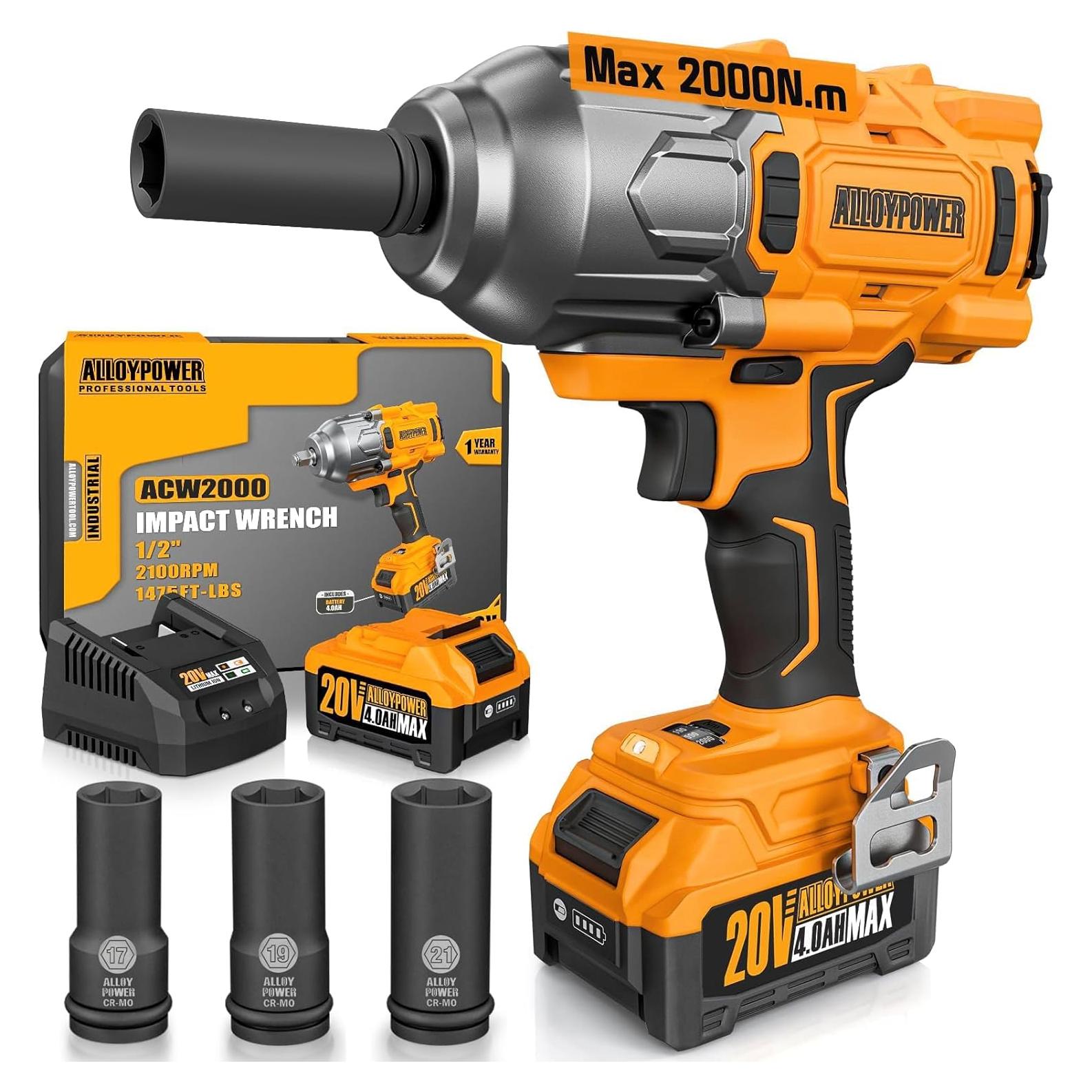 Llave de Impacto Inalámbrica ALLOYPOWER 2000N.m 3 Modos